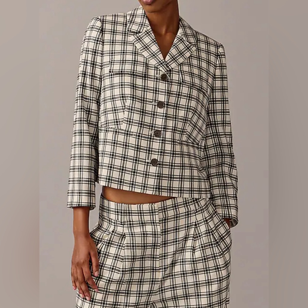 Plaid Women's Jacket - Black And White